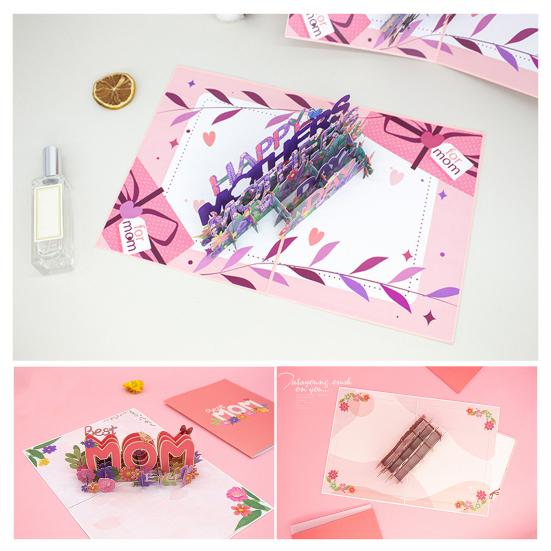 3D Pop Up Mom Love You Card Романтическая открытка с Днем матери с цветами Подарок для мамы, бабушки, жены