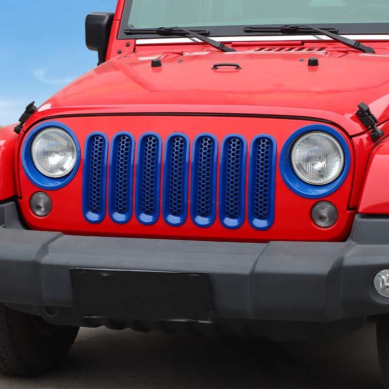 Декоративная крышка фар автомобиля из АБС-пластика, декоративные наклейки на решетку с сеткой для Jeep Wragnler JK 2007-2017, внешние аксессуары автомобиля