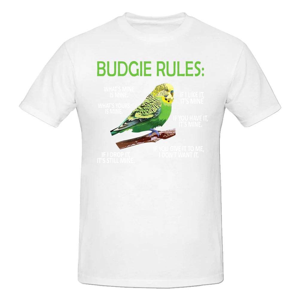 Funny Budgie Rules Parakeet Bird Budgerigar T Shirts Streetwear Short Sleeve Birthday Gifts Summer Style Tshirt Unisexs