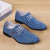 Blue Men Oxford Shoes For Men FashionMale Shoes Breathable Pointed Toe Linen Canvas Shoe Moccasins Luxury Men Casual Shoe