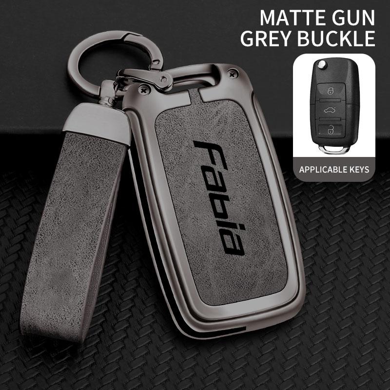 AAAJC1 Zinc Alloy Car Remote Control Key Case Cover Holder Shell Fob for Skoda FABIA Protection Key Chain Buckle Keyless Accessories