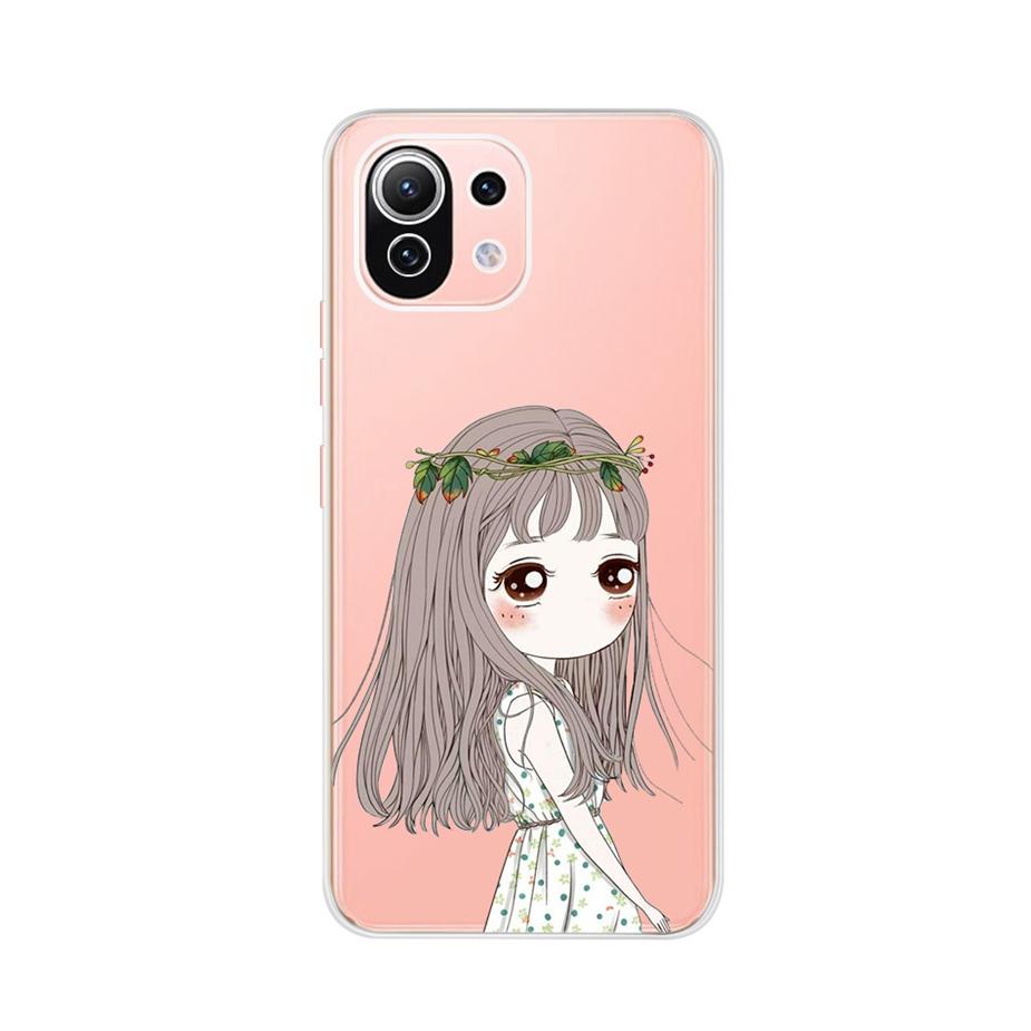 Чехол для Xiaomi Mi 11 Lite Милый мультяшный чехол для телефона Xiaomi Mi 11 Lite 5G Чехлы Mi11 Lite 11Lite Мягкий ТПУ Fundas Capa 6.55''