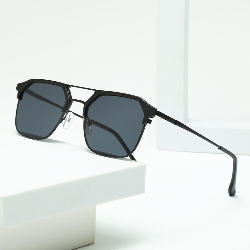 Retro Half Frame Metal Pilot Sun Glasses Women Men Classic Double Girder Sunglasses Outdoor Driving Female Male Eyeglasses