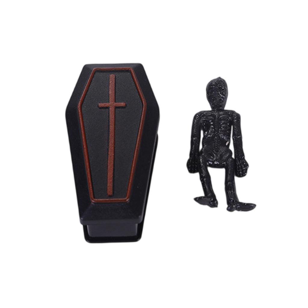 1 набор Миниатюрный гроб Скелет Хэллоуинская декорация Реквизит для розыгрышей для вечеринок Жуткий домашний декор Забавные Хэллоуинские украшения для собраний и мероприятий