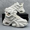 MEN'S Autumn New Trend Wear-resistant Synthetic Leather High Top Sports Shoes White Lace Up Height Increasing Casual Sneakers