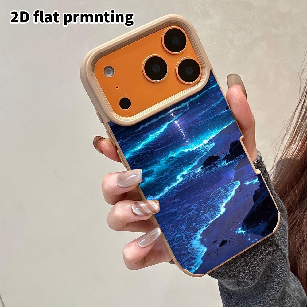 Phone Case: 2D flat lambskin suitable for iPhone 18 17 16 15 14 13 Pro protective case, glowing beach, Christmas and Halloween gifts
