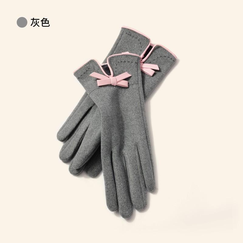 Womens Warm Fleece-Lined Cycling Gloves With Touchscreen Capability Butterfly Knot Design Winter Riding Students