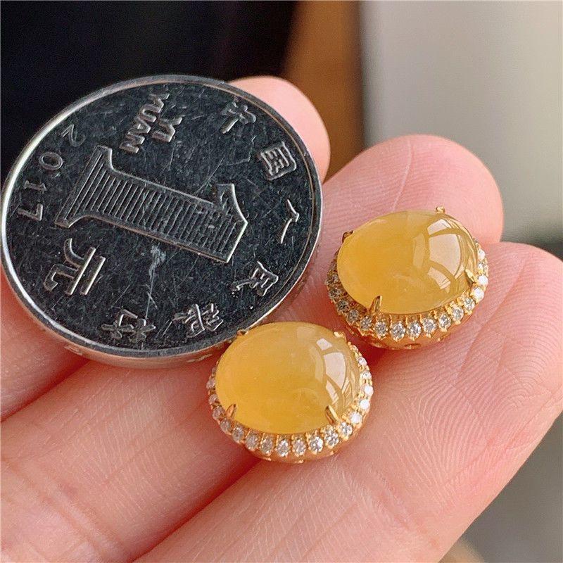 Креативные серьги из натурального халцедона желтого цвета для женщин, изысканные, новинка, легкая роскошь, глянцевые овальные серьги-гвоздики, банкетные украшения
