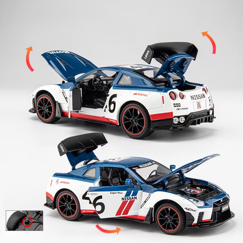 Новая имитация 1/24 масштаб Nissan GTR суперкар модель литье под давлением металл миниатюрный автомобиль коллекция игрушечных машин мальчик подарок домашний декор
