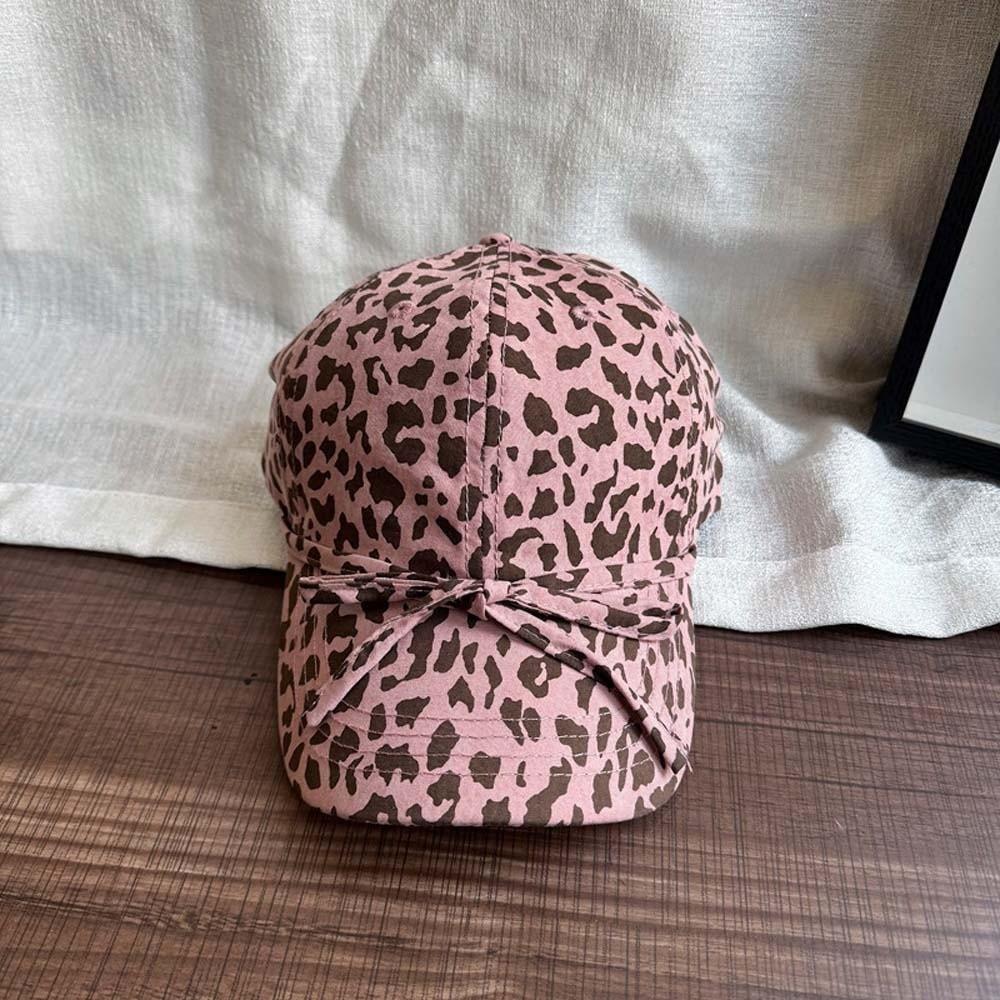 Sunscreen Leopard Print Bow Baseball Cap Sunshade American Style Casquette Cool Girls