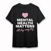 Women's Plus Size Soft Classic T-Shirt Pink Heart with Health Matters Text Tee