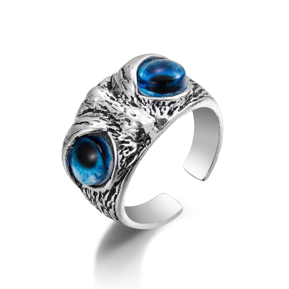 Vintage Punk Carved Eyes Mens Ring Finger Jewelry Hip Hop Rock Culture Ring Unisex Women Male Party Metal Rings Accessories