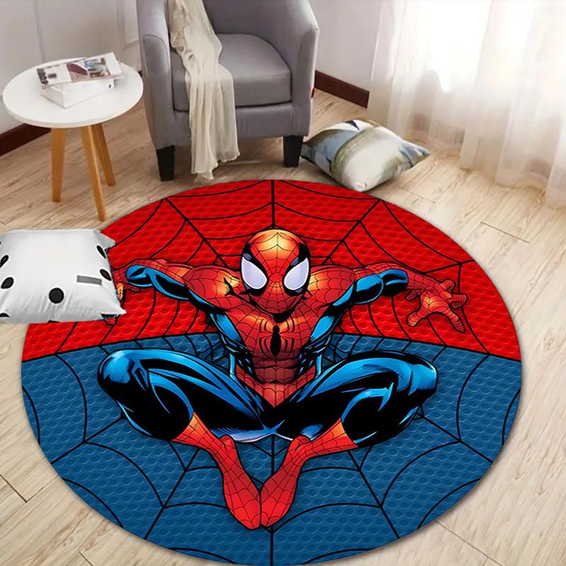 1 шт. Круглый ковер Marvel Человек-паук, нескользящий, машинная стирка, полиэстеровый ковер для декора гостиной и спальни