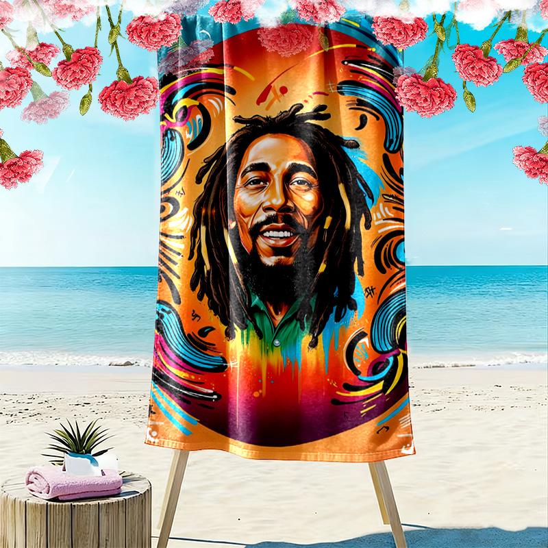 Vibrant Bob Marley Art Print beach towel beach Outdoor camping seaside Absorbent bath towel Outdoor pool towel printing Outdoor picnic beach mat