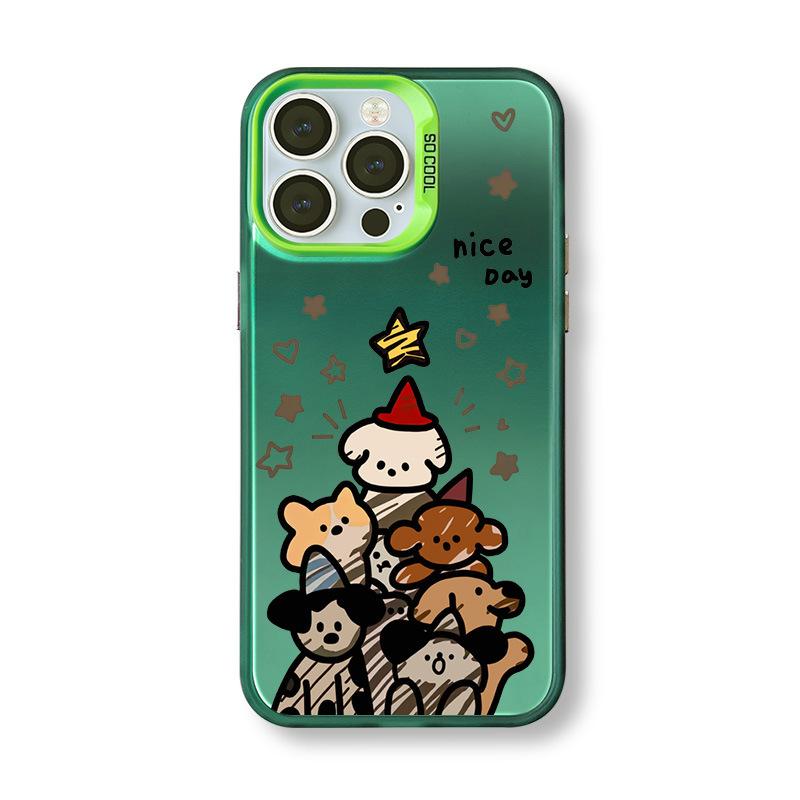 Maillard puppy case for Apple iPhone 15 Pro Max, 11 matte laser, 14 cartoon, 12 colored silver, 13 Pro