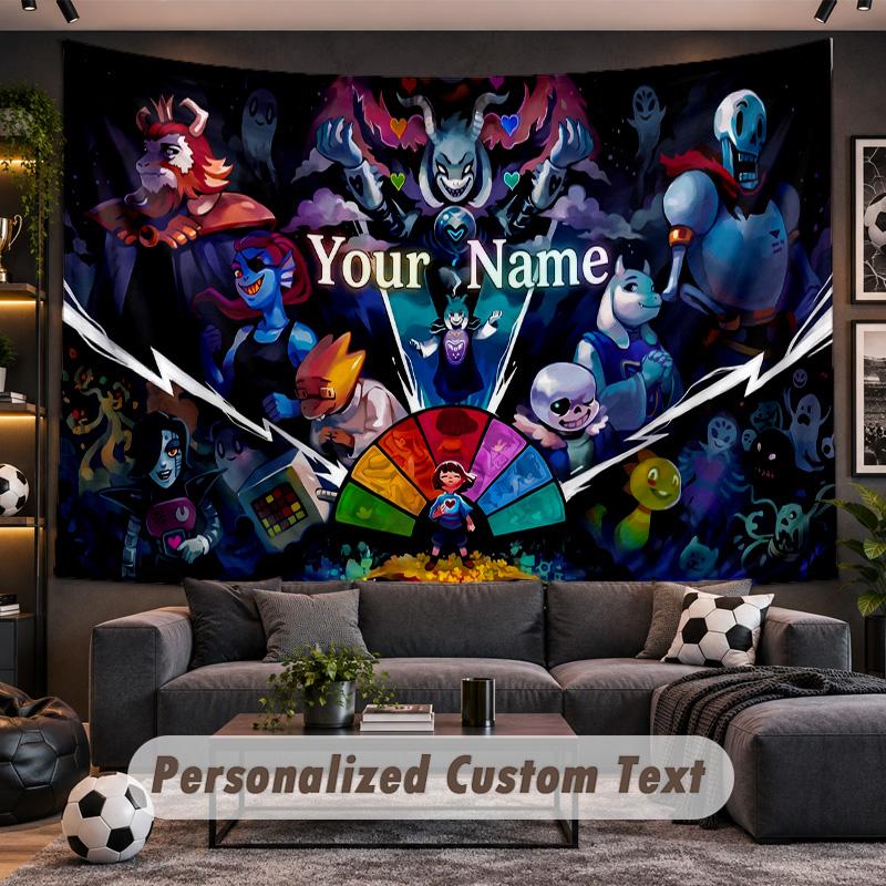 Undertale Personalized Tapestry Support Custom Name, Wall Art Home Decoration