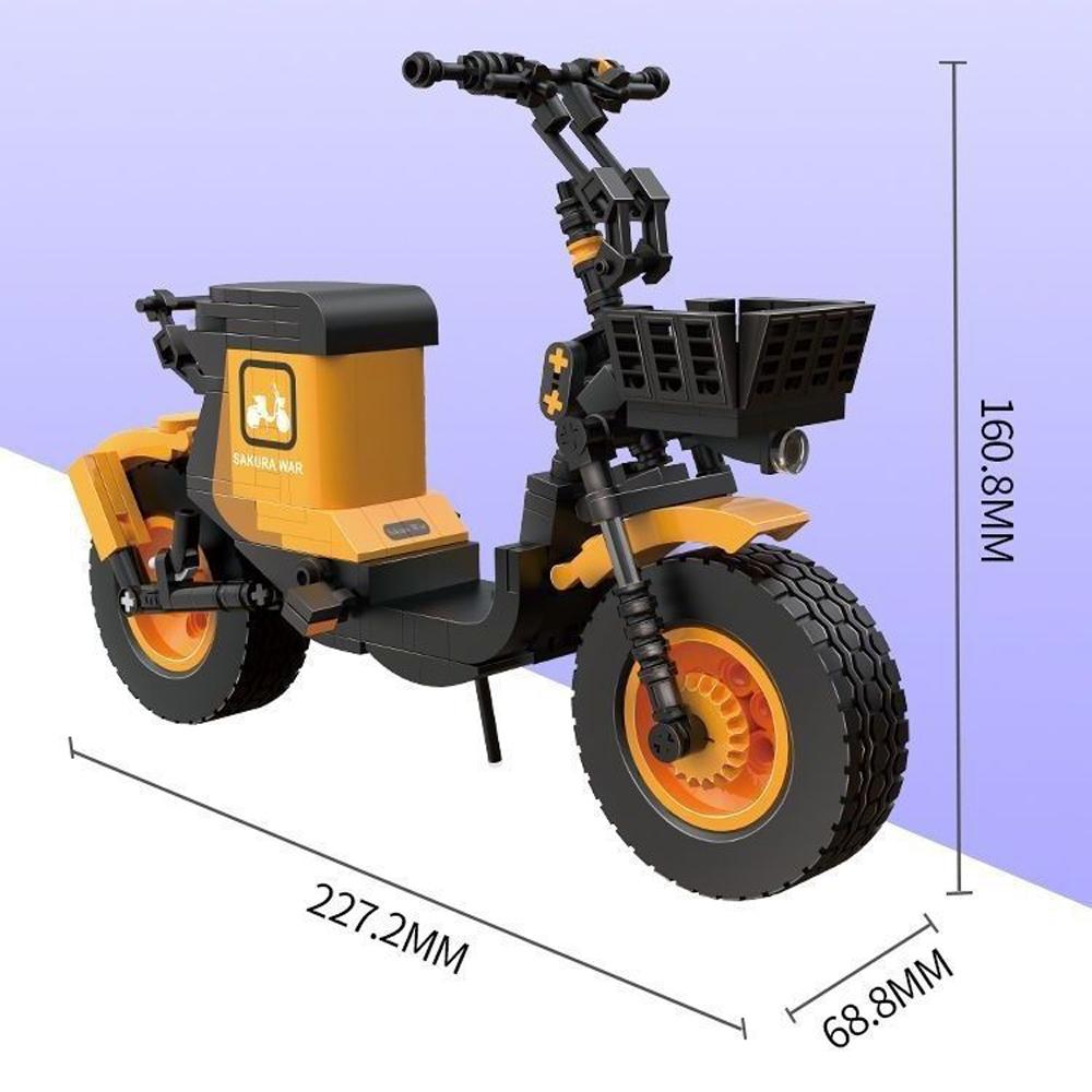 KNEW BUILT Электрический Велосипед Самокат Модель Мини Строительные Блоки Очаровательные и Образовательные Конструкторы
