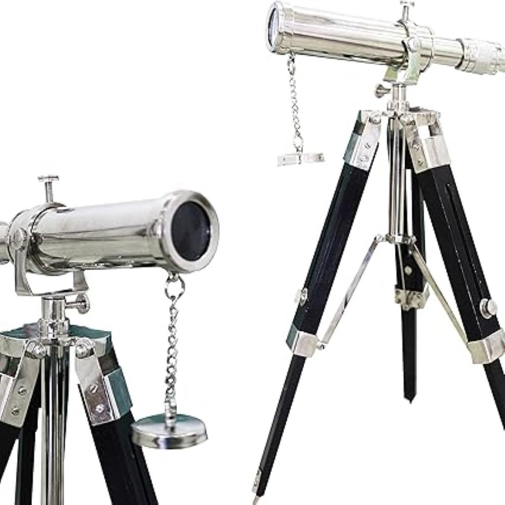 Морской латунный телескоп с деревянным штативом – 45 см, отделка под античную латунь