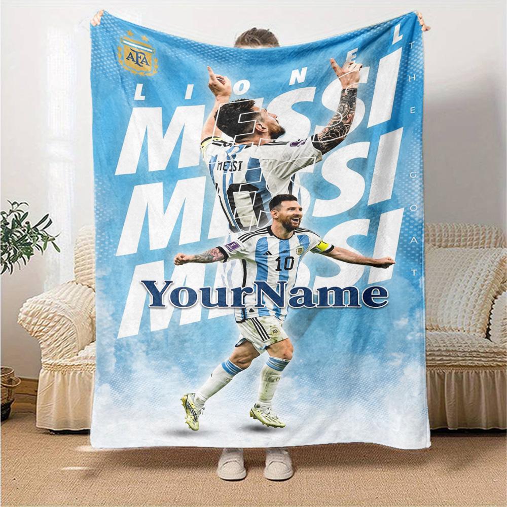 Messi Personalized Name Blanket Multi-purpose Customizable Blanket Comfortable Great for Office Chair Living Room Couch Livingroom for All Occasions