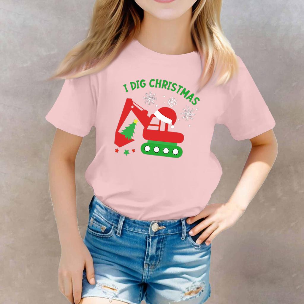 Christmas Day Toddler Girl Boy T-Shirts Kids Top Boys And Girls Printed Short Sleeved T-shirt
