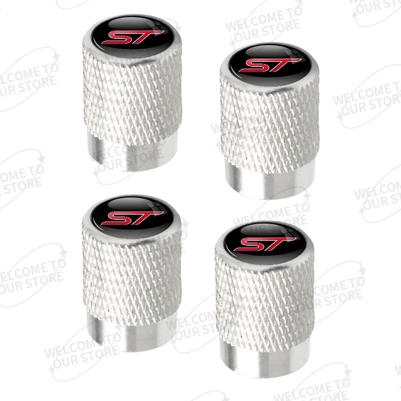 Aluminum For ST Logo Ford Focus Fiesta Mondeo Ecosport Puma Bronco C-MAX Hybrid 4pcs Car Decor Wheel Tire Valve Caps Stem Cover