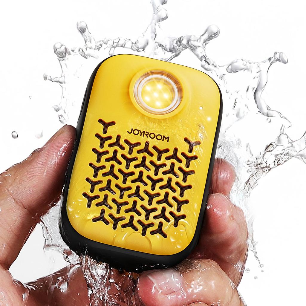 Portable speaker with flashlight, magnet, clip, Bluetooth IP67 - yellow