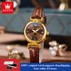 OLEVS 5645 Women's Watch Leather Strap Date Quartz Watch For Women High Hardness Mirror Roman Scale Fashion Ladies Hand Clock