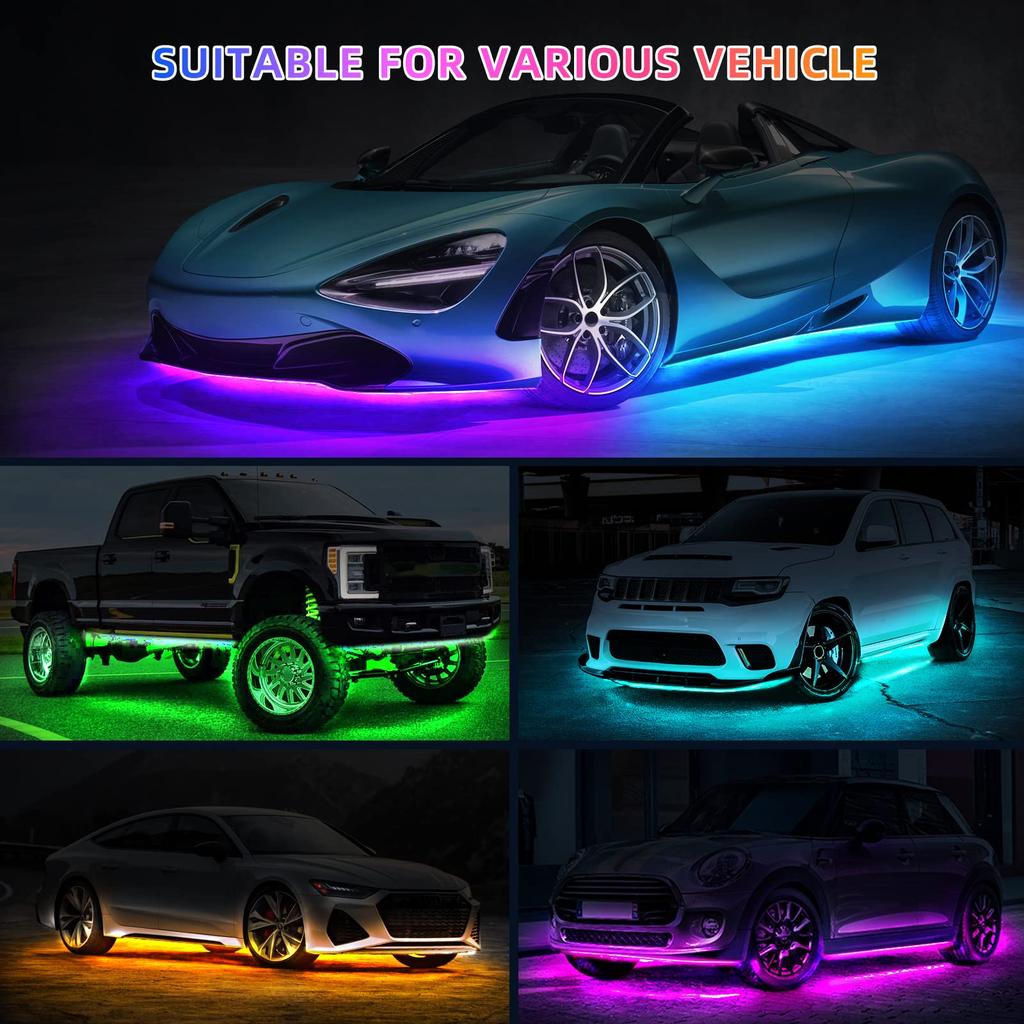 Neon Car Flexible Underglow Strip Light LED Underbody Ambient Light with App Control RGB Auto Atmosphere Decorative Lamps 12V