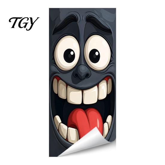Cute Big Eye Trash Can Faces Funny Cartoon Sticker, Expression Decorative Durable UV Resistant Bin Stickers Adhesive Label, Waterproof PVC Decal