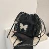 2025 new spring popular chain small bag women's niche design butterfly messenger bag casual shoulder bucket bag
