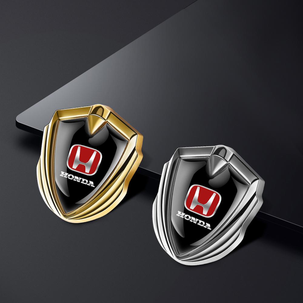1/2Pc 3D Metal Car Fender Body Emblem Shield Sticker Auto Accessory For Honda Civic Gen Hrv Jazz City Fit Accord 7 Odyssey Mugen RF6