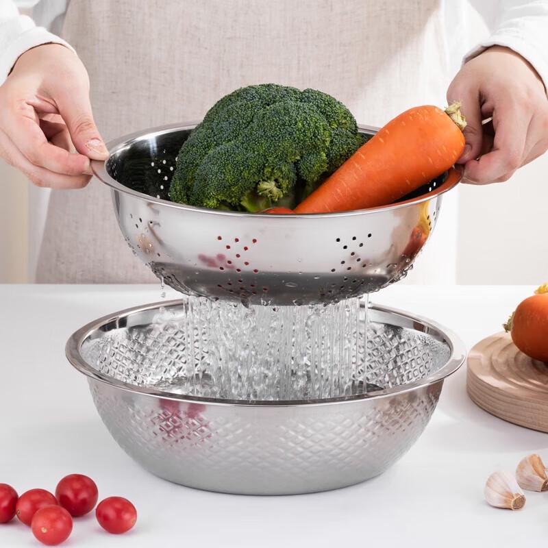 Stainless Steel Rice Washing Basin Set