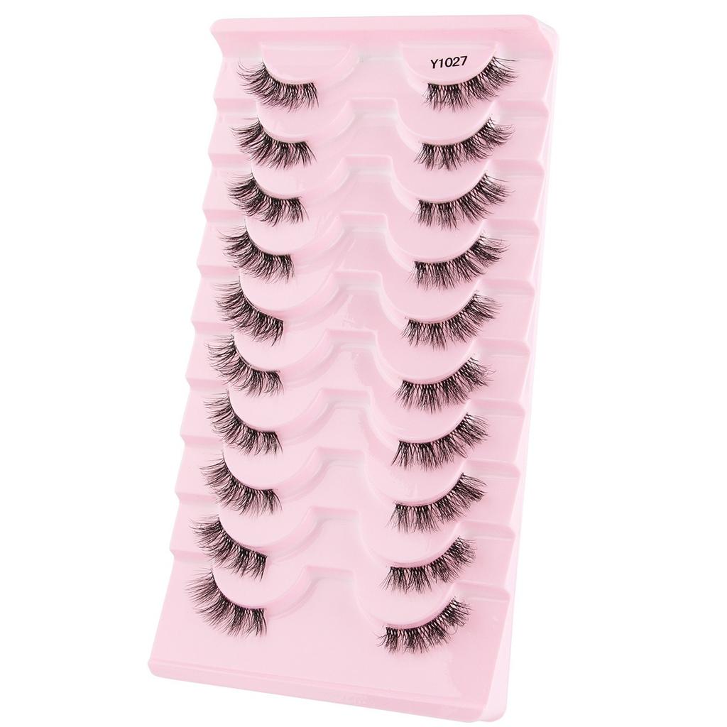 10 Pairs Invisible Clear Band Half False Eyelashes 3D Layered Natural Thick Cat Eye Lashes for Women Makeup Beauty Tools Y1