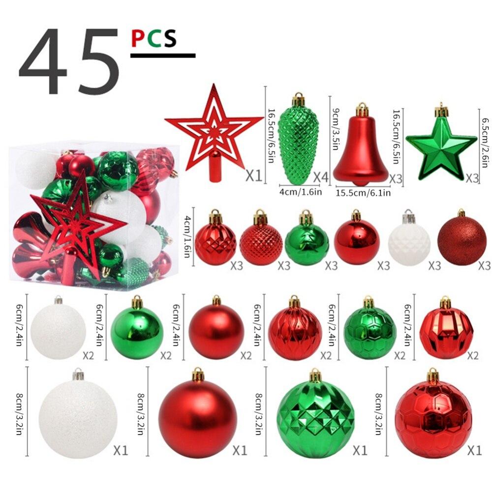 Рождественский шар, 45 шт., небьющийся набор подвесок в виде рождественского шара