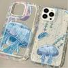 Красивый синий чехол для телефона с медузой для iPhone 17 16 15 14 13 12 11 Pro Max XS X XR 15 16 Plus 17Air Прозрачная мягкая силиконовая крышка