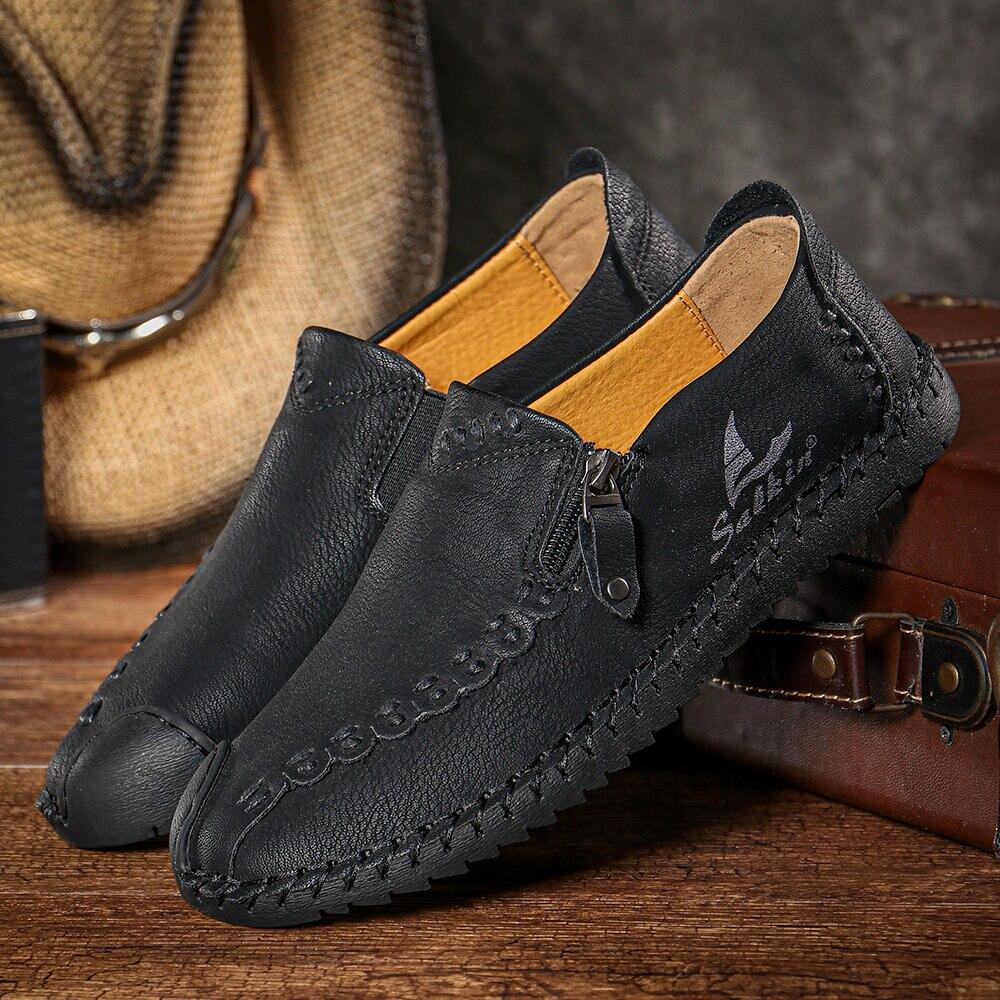 New Fashion Men 'S Handmade Soft Genuine Leather Shoes Outdoor Waterproof Anti Slip Casual Mens Slip -On Shoe