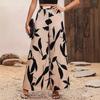 Новые женские брюки на весну и осень с принтом листьев, с высокой талией, широкие, повседневные