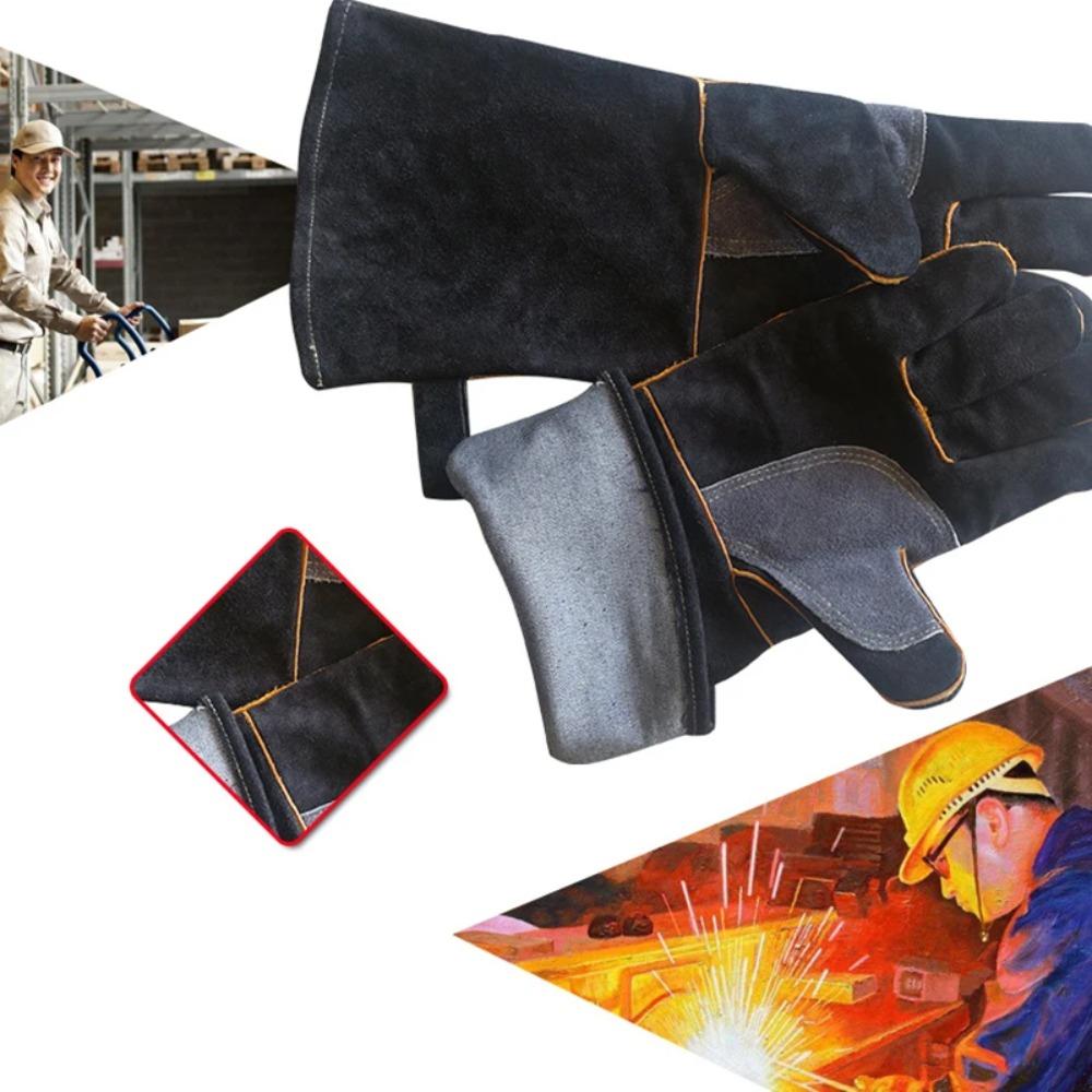 High-temperature and Fire-resistant Gloves Made of Cowhide with Kevlar Stitching. Heat Insulated and Bite-resistant Gloves.