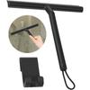 Silicone Shower Squeegee with Hook & Lanyard, Black Window Glass Scraper, Mirror Screen Wiper, Multi Cleaner for Bathroom, Door, Car and Furniture