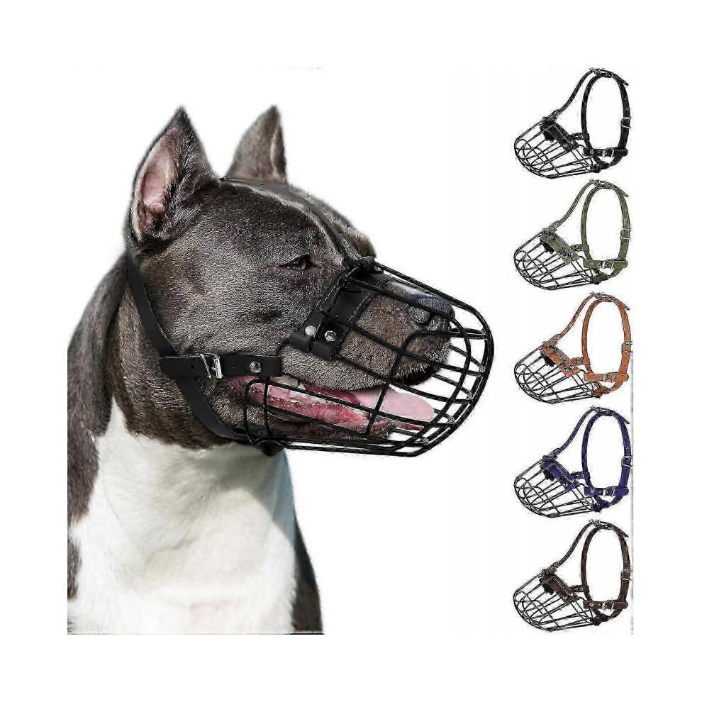 Breathable Metal Basket Muzzle for Pitbull Amstaff Staffordshire Terrier Large Dogs