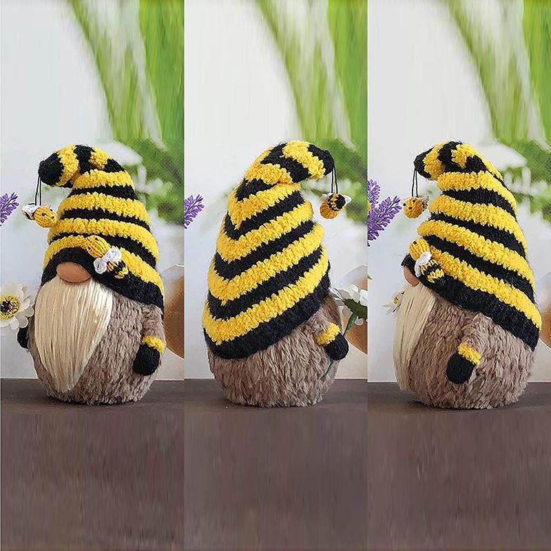 Bee Gnome Ornament Plush Sunflower Gonk Honey Bee Home Farmhouse Kitchen Decor Christmas Festival Tiered Tray Decorations Gifts