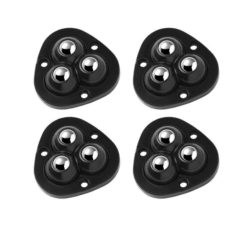 4Pcs Self Adhesive Universal Wheel 3 Beads Stainless Steel Pulley Bearing Mute For Household Storage Box Bedside Table