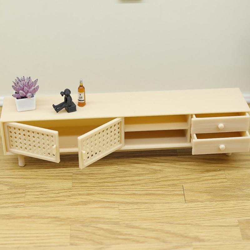 1/12 Scale Miniature TV Stand For Doll House Decoration Living Room Storage Cabinet Scene Landscape Accessories Furniture
