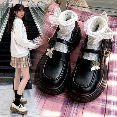 Весна и Осень новая платформа на толстом каблуке ретро стиль колледж jk обувь туфли Мэри Джейн молочно-белые бабочка маленькие кожаные туфли женские