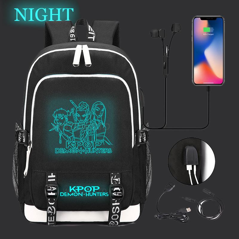 Animation Cartoon Peripheral Casual Luminous Backpack Multi-Function With Usb Schoolbag Large Capacity