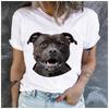 Polyester 100% Cute Brindle Staffordshire Bull Terrier Portrait T-shirt Women Staffy Dog Lover Casual Summer Short Sleeve Graphic T