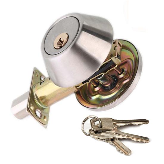 Round Handle Door Knobs Stainless Steel Entrance Interior Passage Locks Key