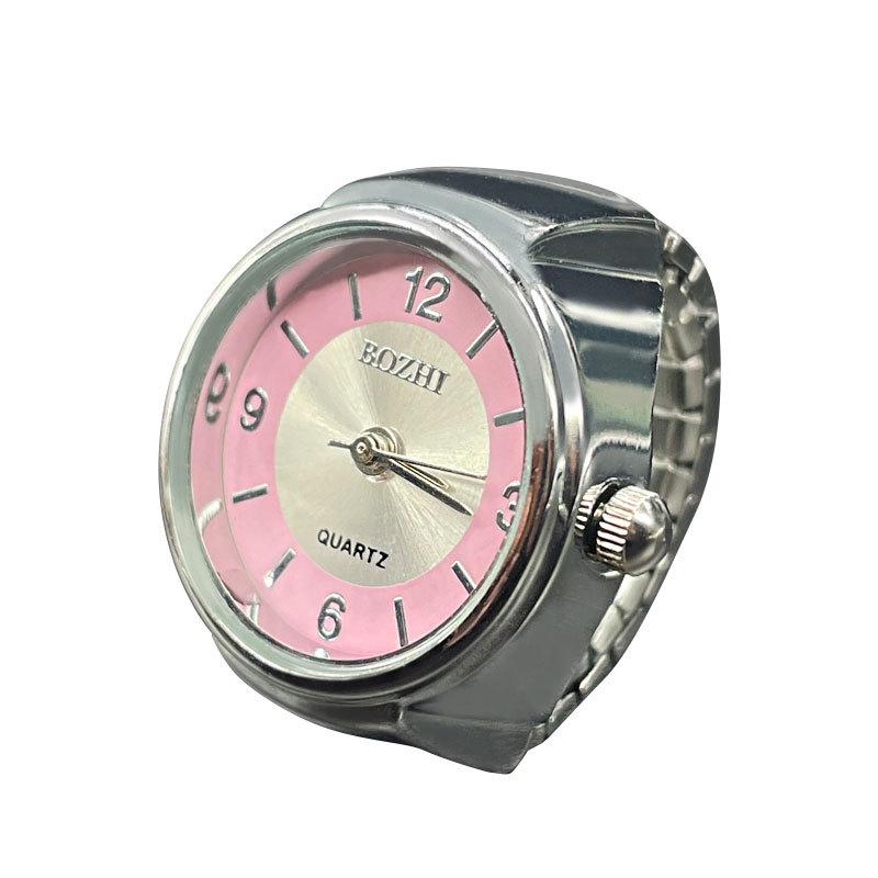 Ring Watch Creative Quartz Finger Watch Fashion Adjustable for Men Women Students Silver