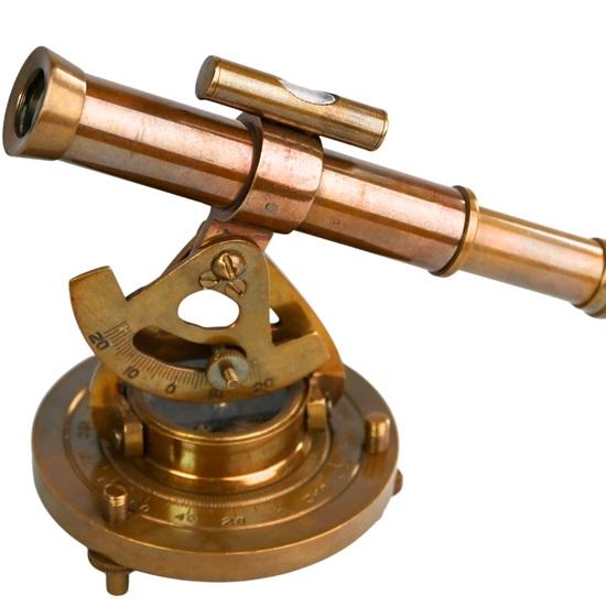 13.97 Cm Brass Alidade Telescope with Compass Nautical Decor Gift.