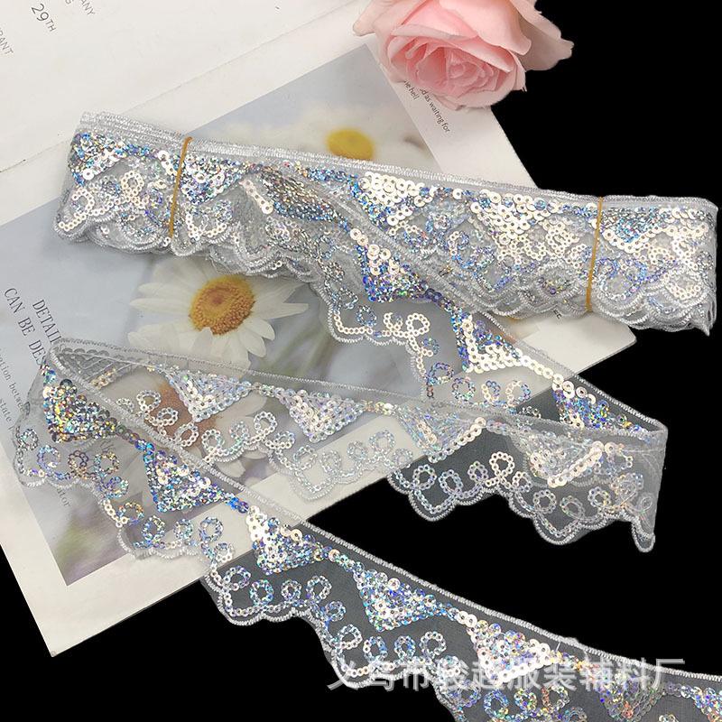 Готовая к использованию сетчатая занавеска с вышивкой пайетками и треугольной кромкой из пайеток